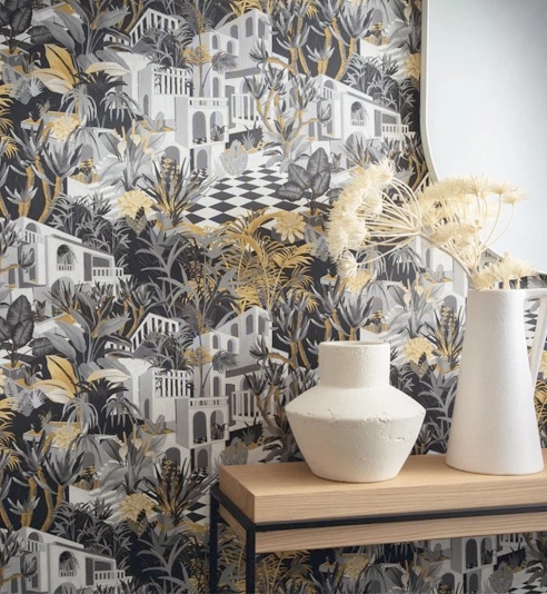 metropolitan tropical house pattern wallpaper